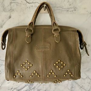 Isabella Fiore Brown Leather Studded Handbag Purse